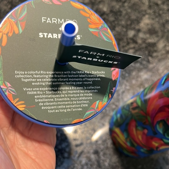 Farm Rio & Starbucks Collab 24oz Blue Floral Cold Only Cup Stainless Steel NWT - Picture 5 of 6